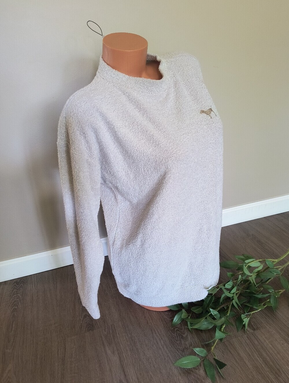 Victoria's Secret PINK Sweatshirt Beige Textured Cozy Pullover Oversized Size XS - Picture 5 of 8
